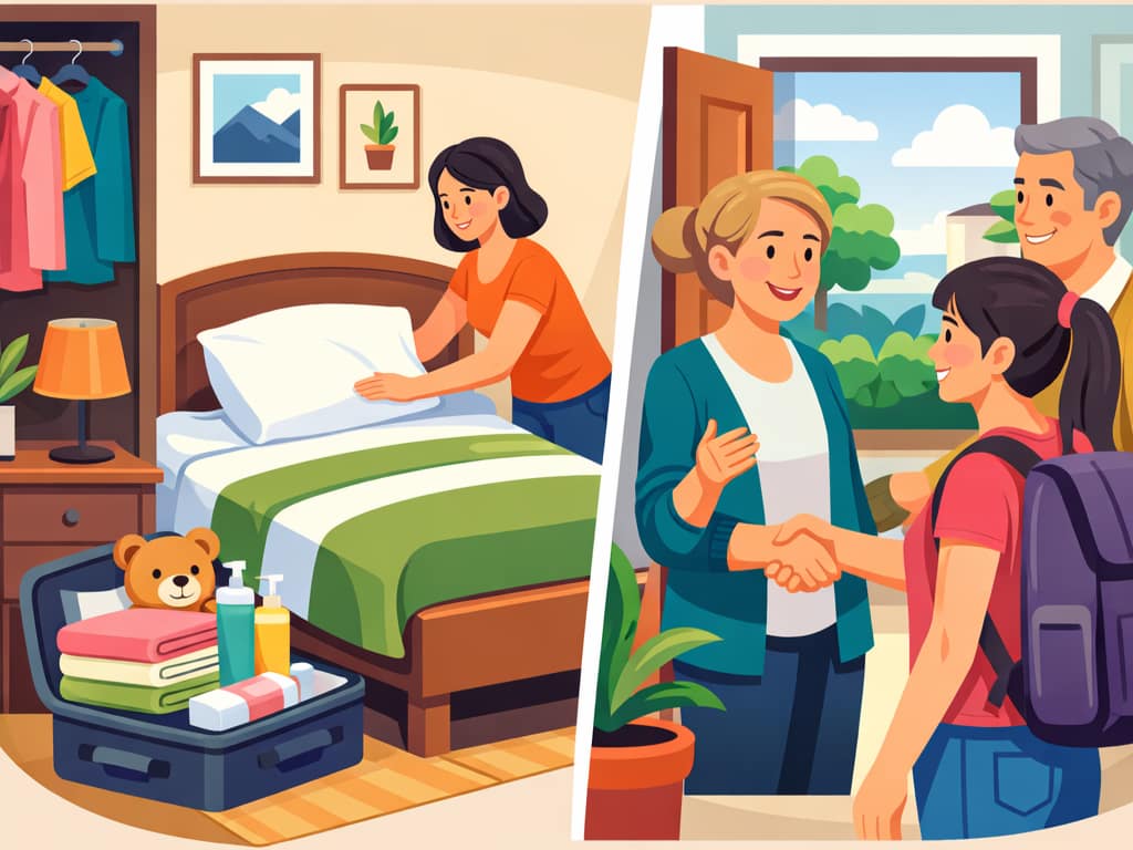 Host Preparing a Room for LiveIn Helper