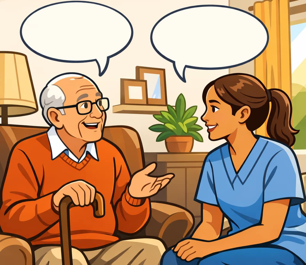 Senior Elder Connect and Talk with Live-In Helper